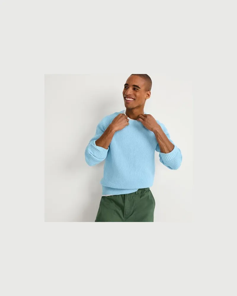 Lands' End Drifter Strukturstrick-Pullover, Herren, Größe:44-46 regular, Blau, Baumwolle, by Blau