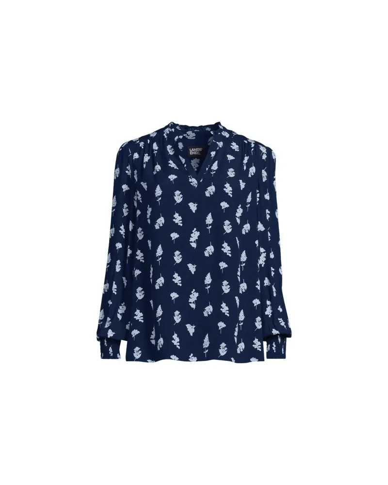 Lands' End Bluse mit Tunika-Ausschnitt, Damen, Größe plus, Blau, Viskose, by Blau