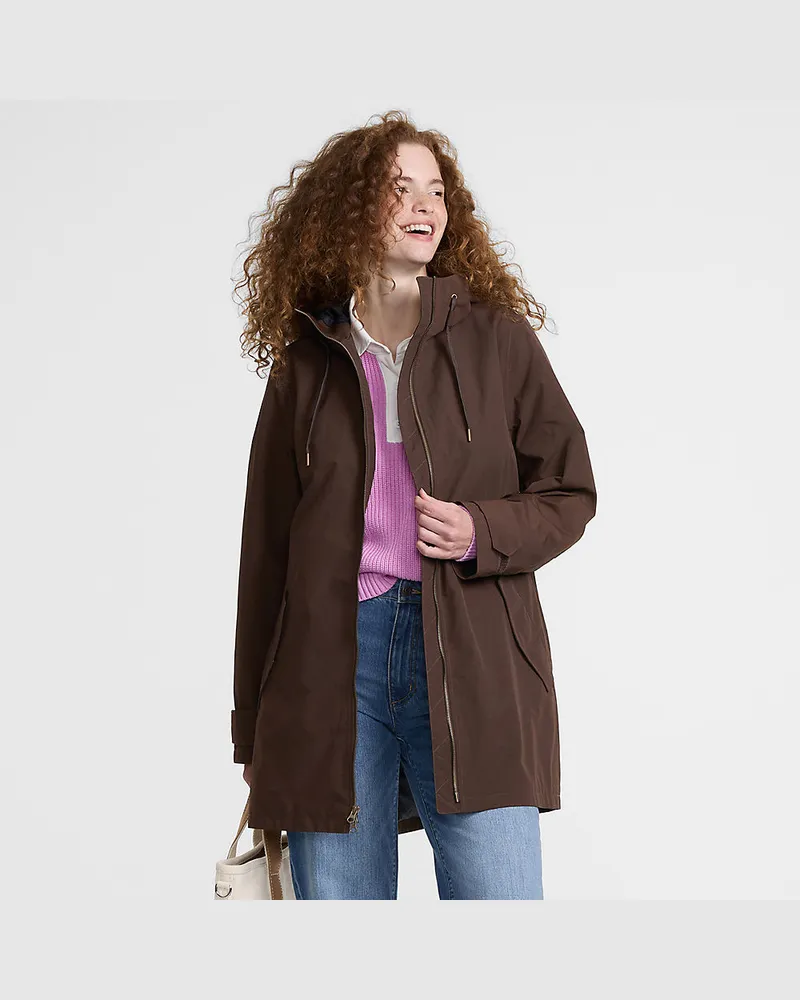 Lands' End Squall Regenjacke in A-Linie, Damen, Größe regular, Braun, Nylon, by Braun