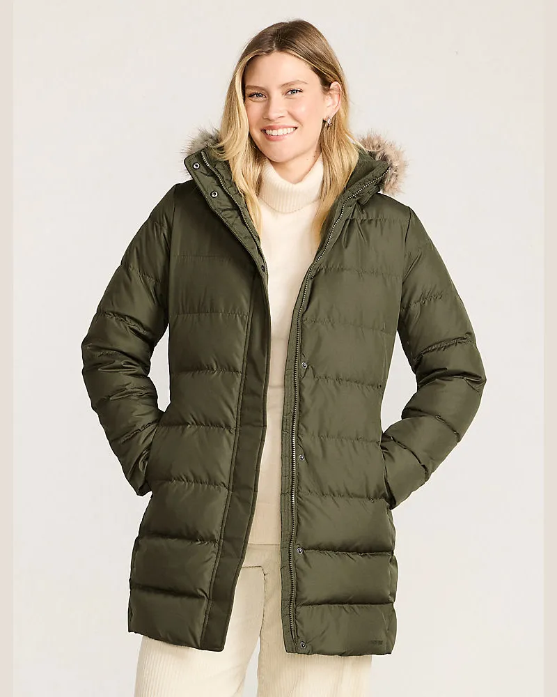 Lands' End Daunenmantel mit Kapuze, Damen, Größe regular, Grün, Polyester, by Grün