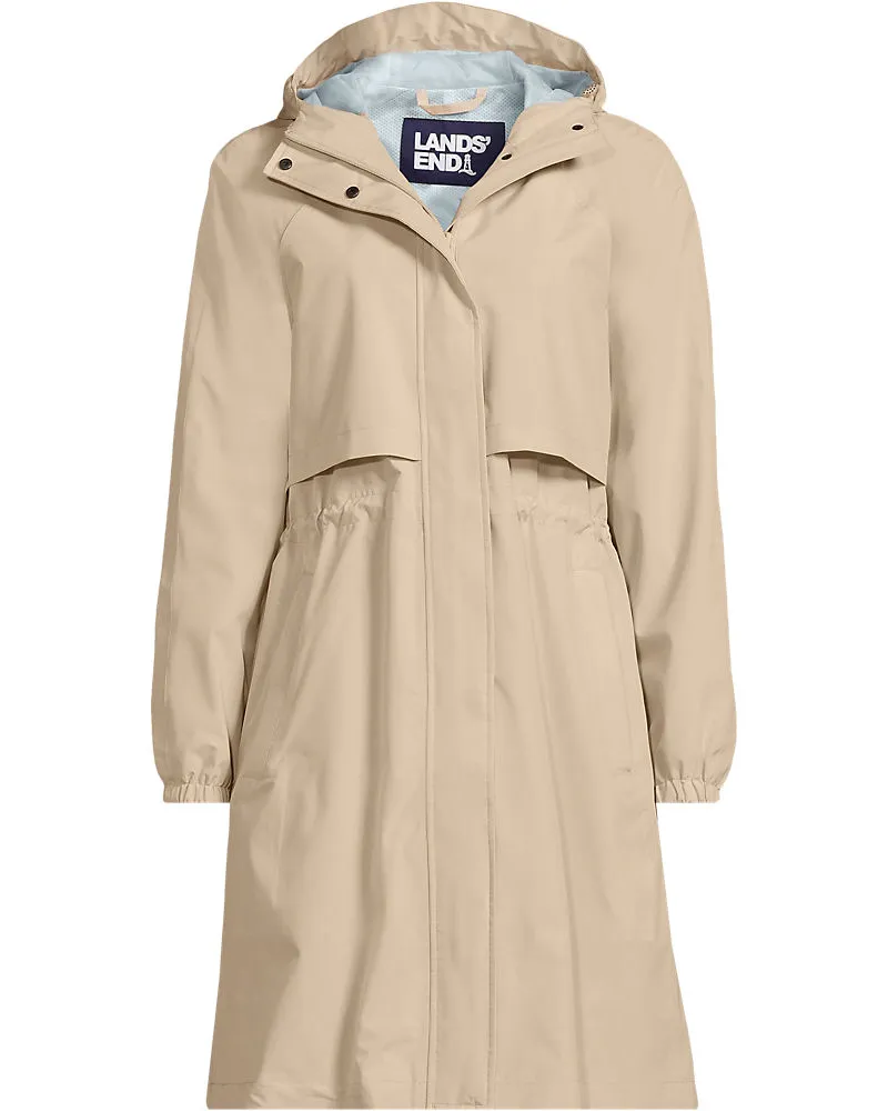 Lands' End Verstaubarer wasserdichter Squall Regenmantel, Damen, Größe plus, Weiß, Polyester, by Weiß