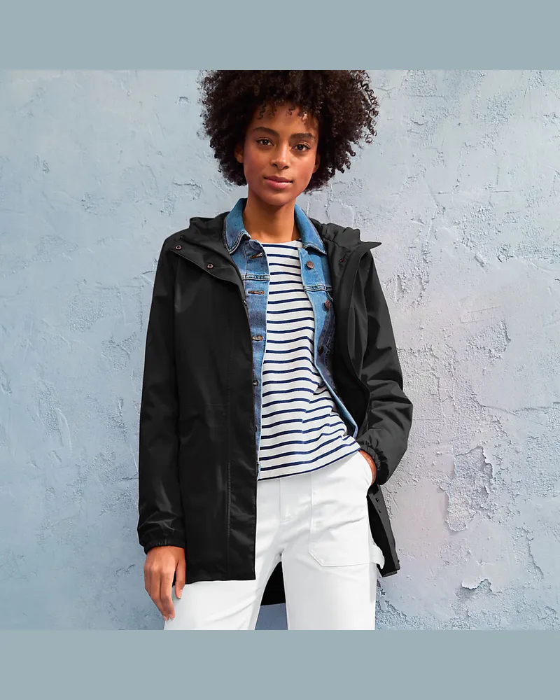 Lands' End Wasserdichte Regenjacke SQUALL mit Packfach, Damen, Größe regular, Schwarz, Polyester, by Schwarz