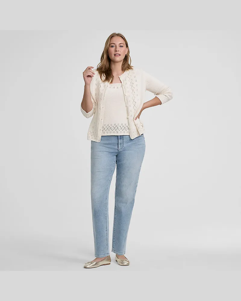 Lands' End Straight Fit Recover High Waist Jeans, Damen, Größe plus, Blau, Baumwoll-Mischung, by Blau