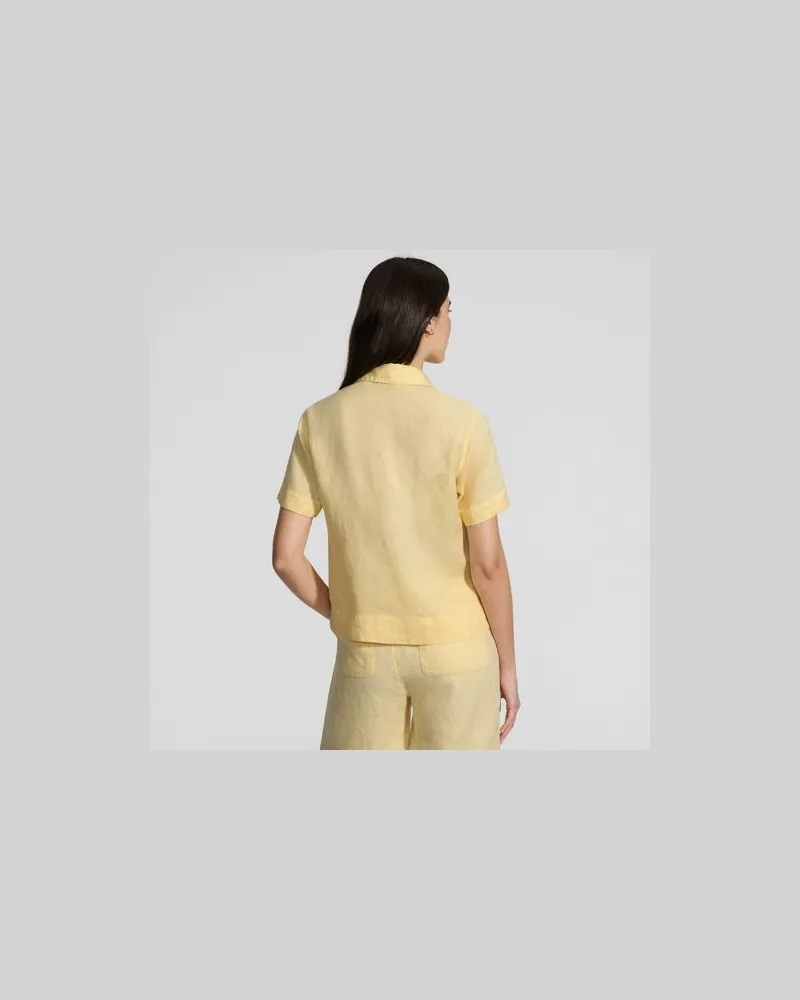 Lands' End Premium Reinleinen-Hemd mit kurzen Ärmeln, Damen, Größe regular, Gelb, Leinen, by Gelb