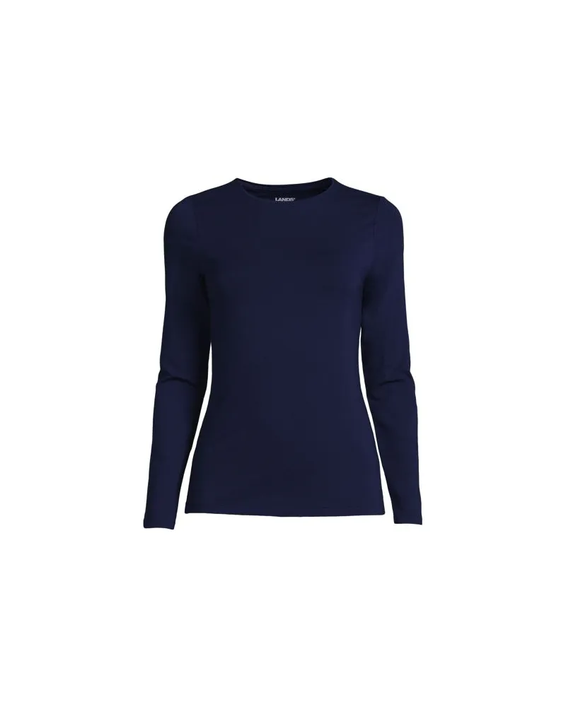 Lands' End Shirt aus Baumwolle/Modal-Mix mit Rundausschnitt, Damen, Größe:40-42 regular, Blau, Elasthan/Baumwolle Modal, by Blau