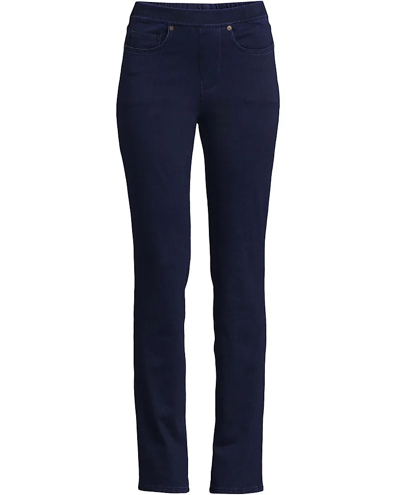 Lands' End High Waist Straight Knit STARFISH Jeans, Damen, Größe plus, Blau, Baumwoll-Mischung/Polyester-Mischung, by Blau