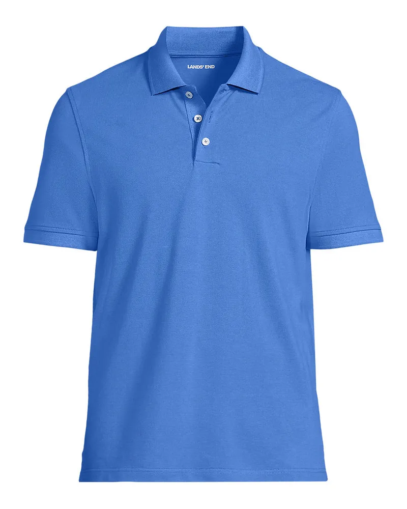 Lands' End Performance Piqué-Poloshirt, Herren, Größe regular, Blau, Baumwoll-Mischung, by Blau