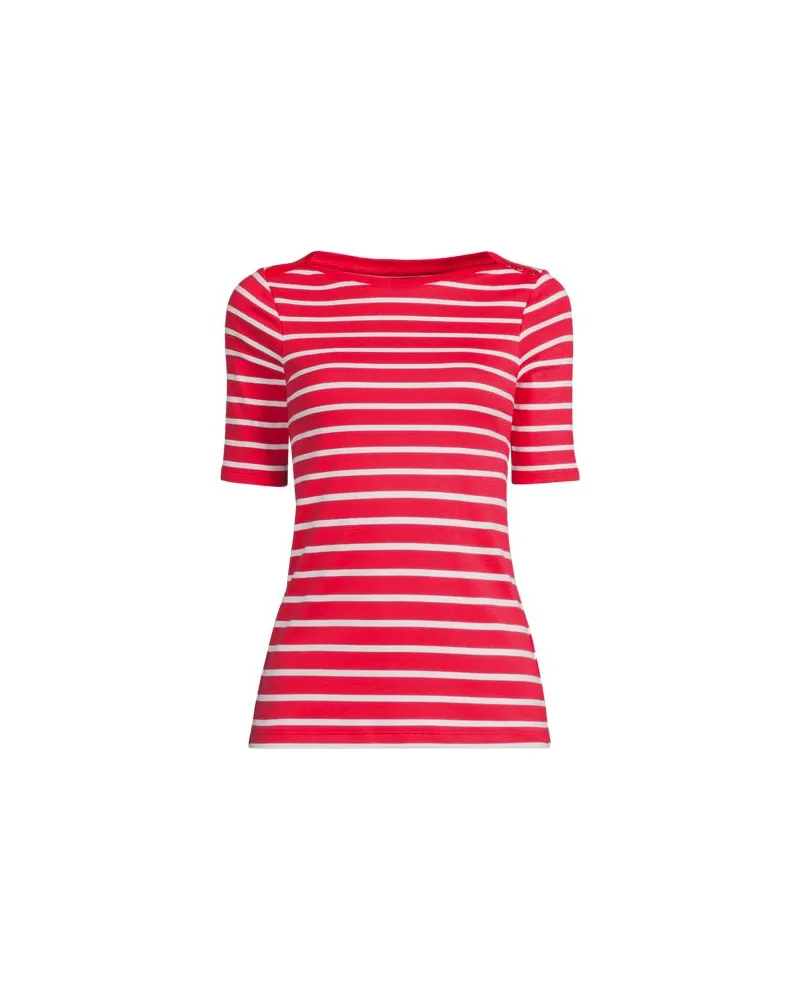 Lands' End Supima-Shirt aus Baumwolle mit U-Boot-Ausschnitt, Damen, Größe plus, Rot, Baumwolle, by Rot