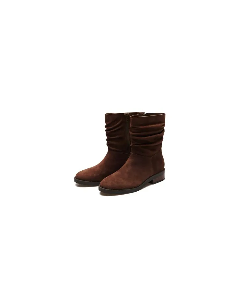 Lands' End Veloursleder-Boots mit locker sitzendem Schaft, Damen, Größe:41H regular, Braun, Rauleder, by Braun