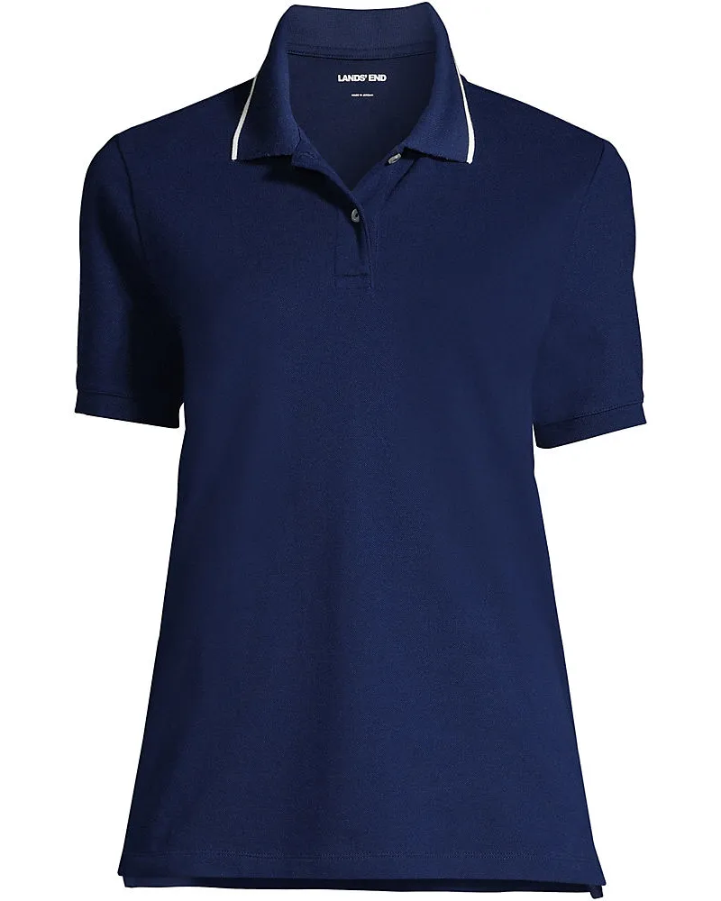 Lands' End Piqué-Poloshirt, Damen, Größe regular, Blau, Baumwoll-Mischung, by Blau