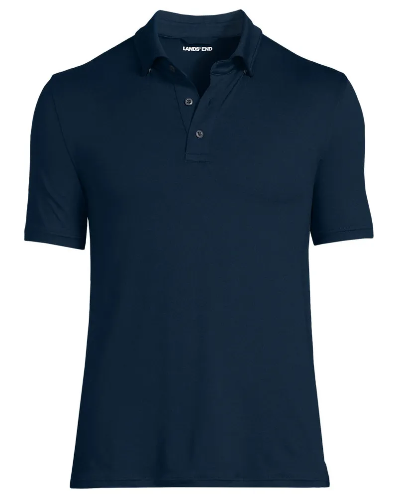Lands' End Performance-Poloshirt, Herren, Größe regular, Blau, Elasthan/Polyester-Mischung, by Blau