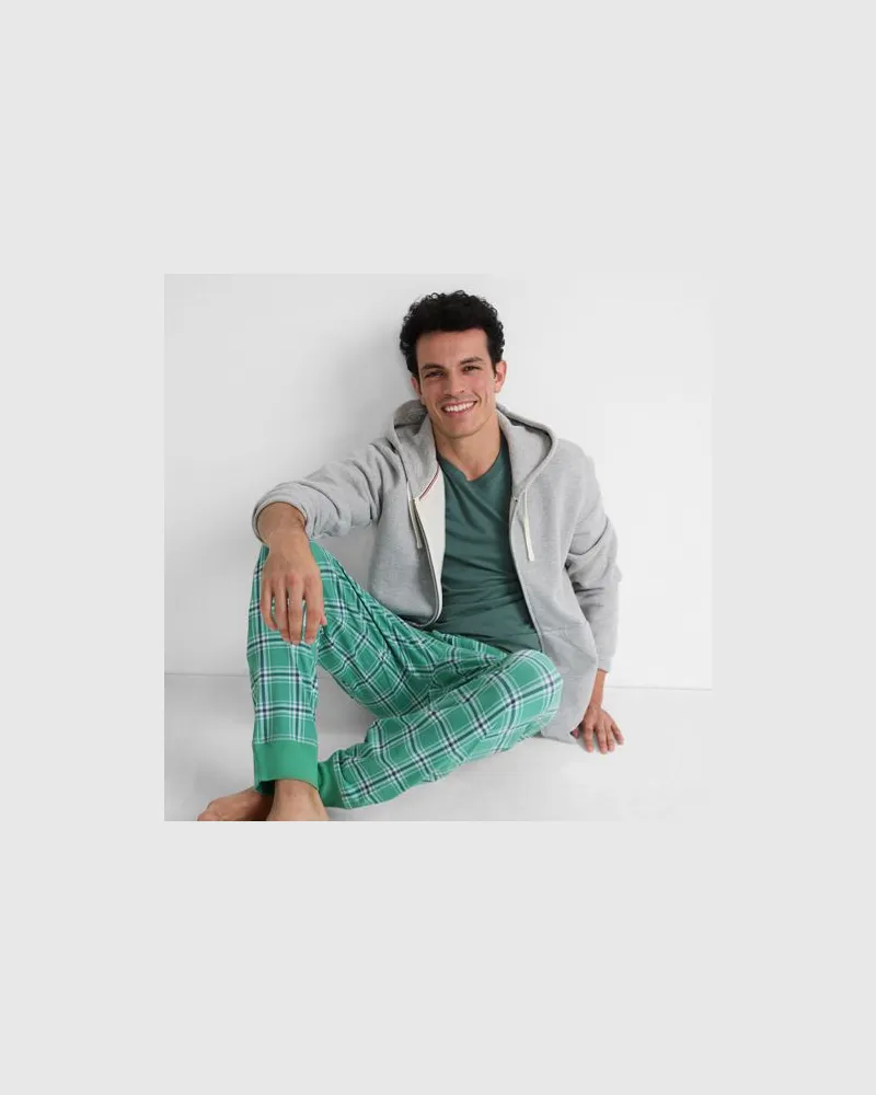 Lands' End Pyjama-Set aus Baumwoll-Jersey, Herren, Größe:44-46 regular, Grün, Baumwoll-Mischung, by Grün