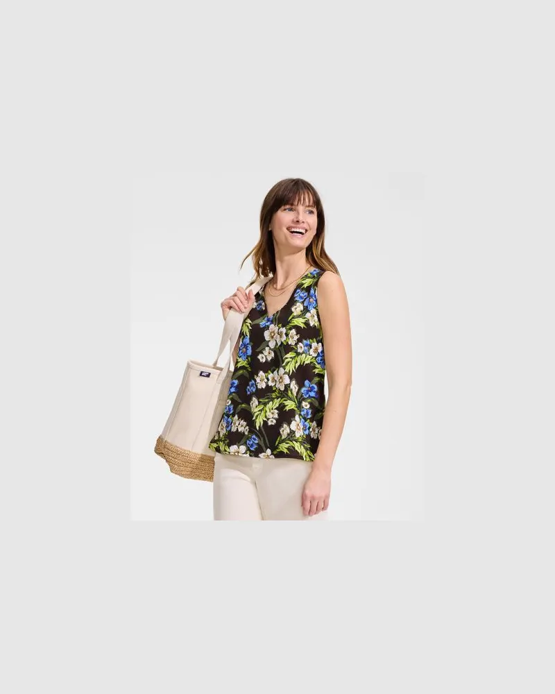 Lands' End Creaseless Top mit V-Ausschnitt, Damen, Größe regular, Braun, Polyester, by Braun