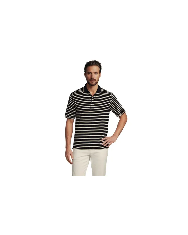 Lands' End Supima Kurzarm-Polo, Classic Fit, Herren, Größe:52-54 regular, Schwarz, Baumwolle, by Schwarz
