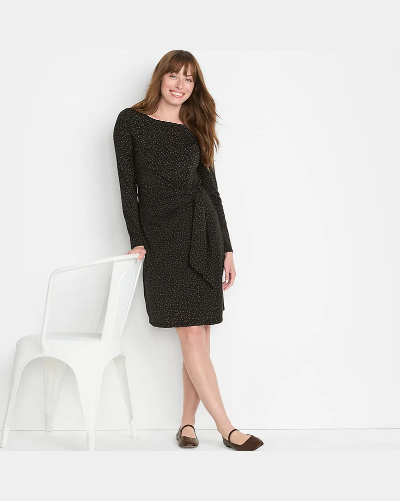 Lands' End Baumwolle/Modal-Kleid mit Zierschleife, Damen, Größe regular, Schwarz, Baumwolle Modal, by Schwarz