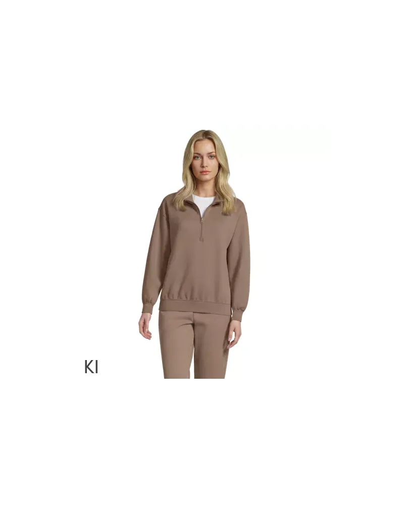 Lands' End Serious Sweats Pullover mit Reißverschluss, Damen, Größe regular, Braun, Baumwoll-Mischung/Polyester-Mischung, by Braun