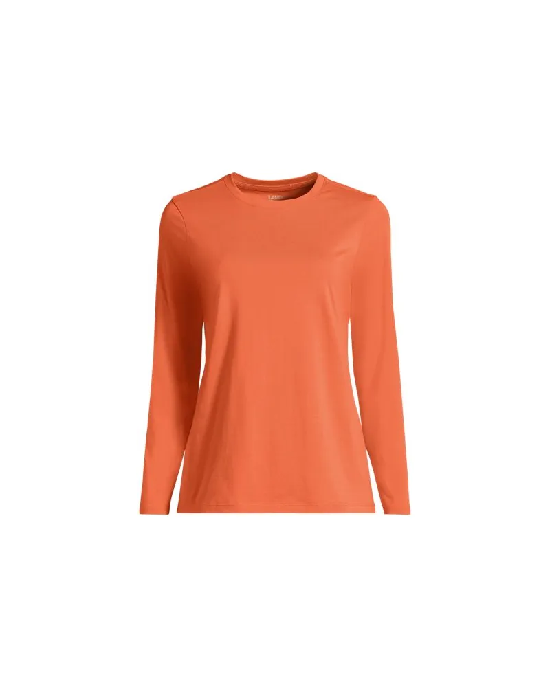 Lands' End Supima-Shirt, Langarm, Damen, Größe:32-34 petite, Orange, Baumwolle, by Orange