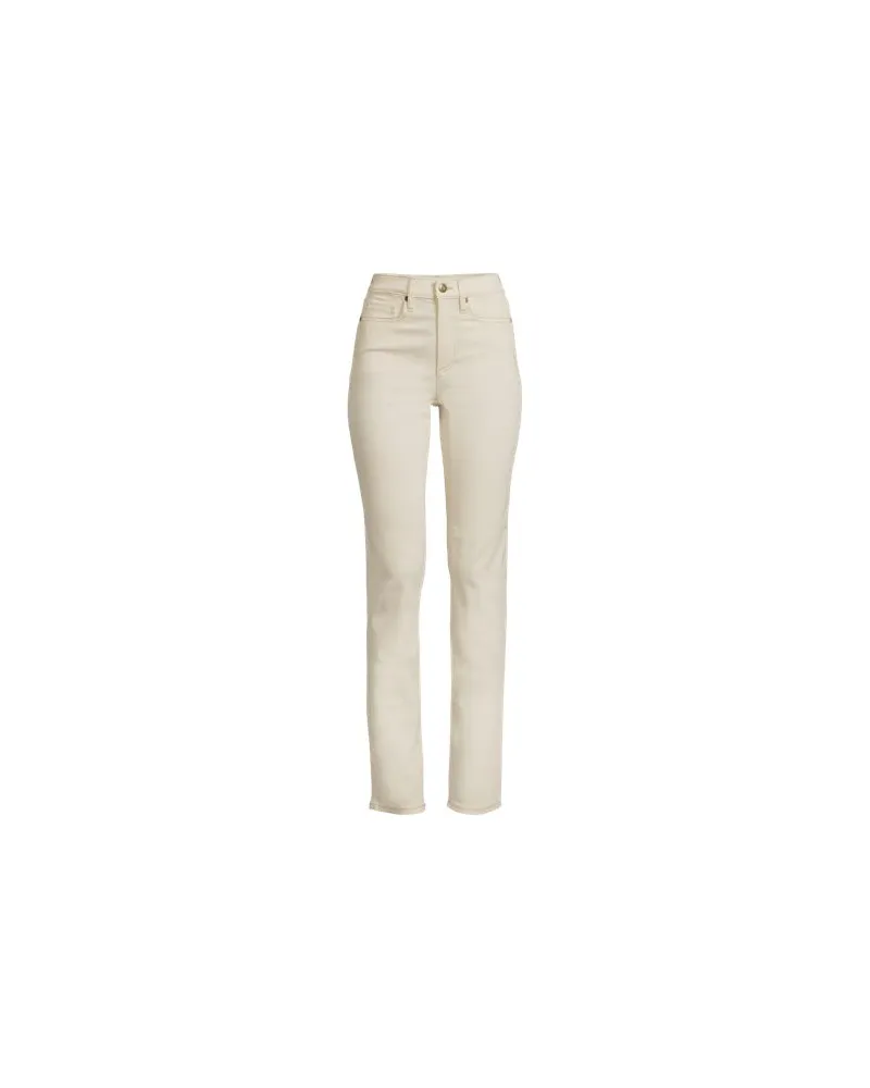 Lands' End Naturfarbene Straight Fit Jeans High Waist, Damen, Größe plus, Weiß, Baumwoll-Mischung/Polyester-Mischung, by Weiß