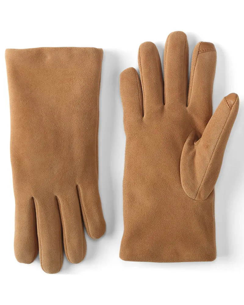 Lands' End Veloursleder-Handschuhe, Damen, Größe regular, Beige, Leder/Rauleder, by Beige