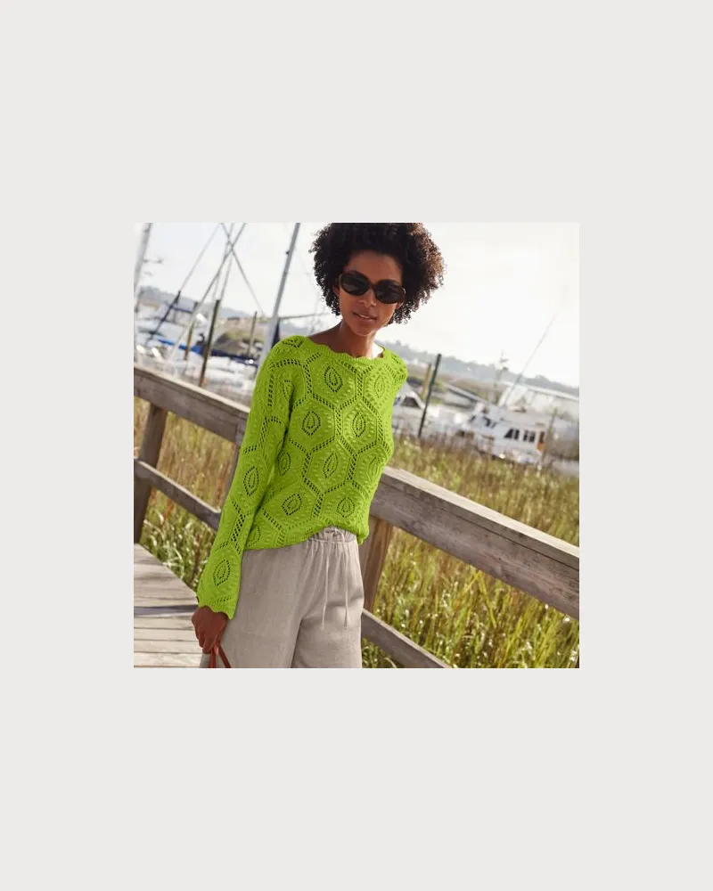 Lands' End Noppenpullover, Damen, Größe:32-34 regular, Grün, Baumwolle, by Grün
