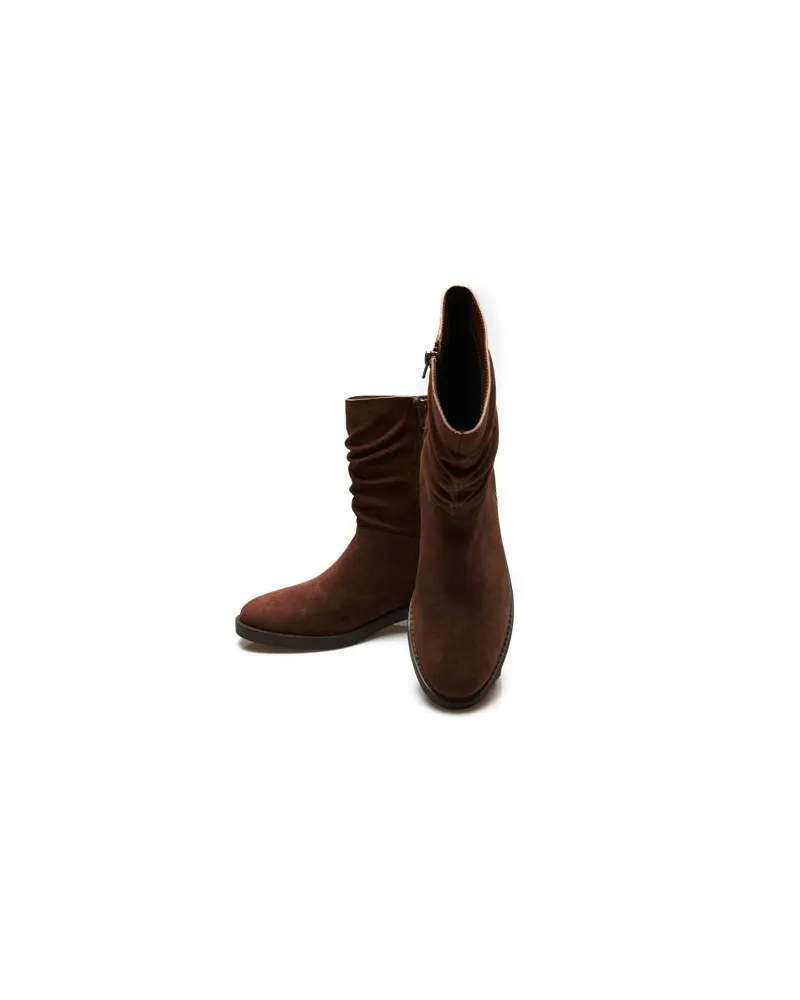 Lands' End Veloursleder-Boots mit locker sitzendem Schaft, Damen, Größe:41H regular, Braun, Rauleder, by Braun