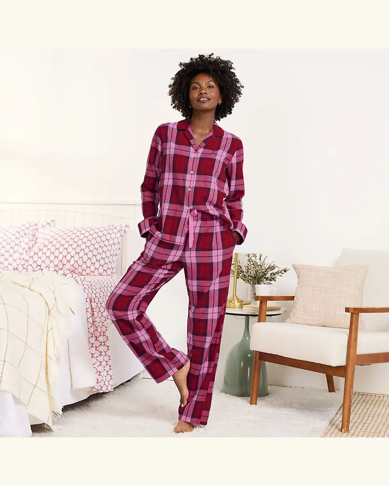 Lands' End Pyjama-Set aus reinem Baumwoll-Flanell, Damen, Größe regular, Rot, Baumwolle, by Rot