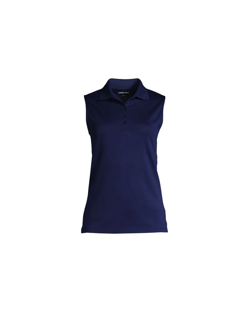 Lands' End Ärmelloses Supima-Poloshirt, Damen, Größe plus, Blau, Baumwolle, by Blau