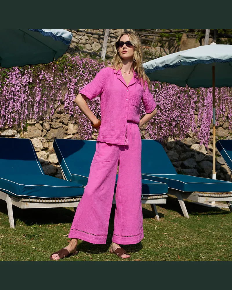 Lands' End 7/8-Schlupfhose aus Musselin, Damen, Größe regular, Pink, Baumwolle, by Pink