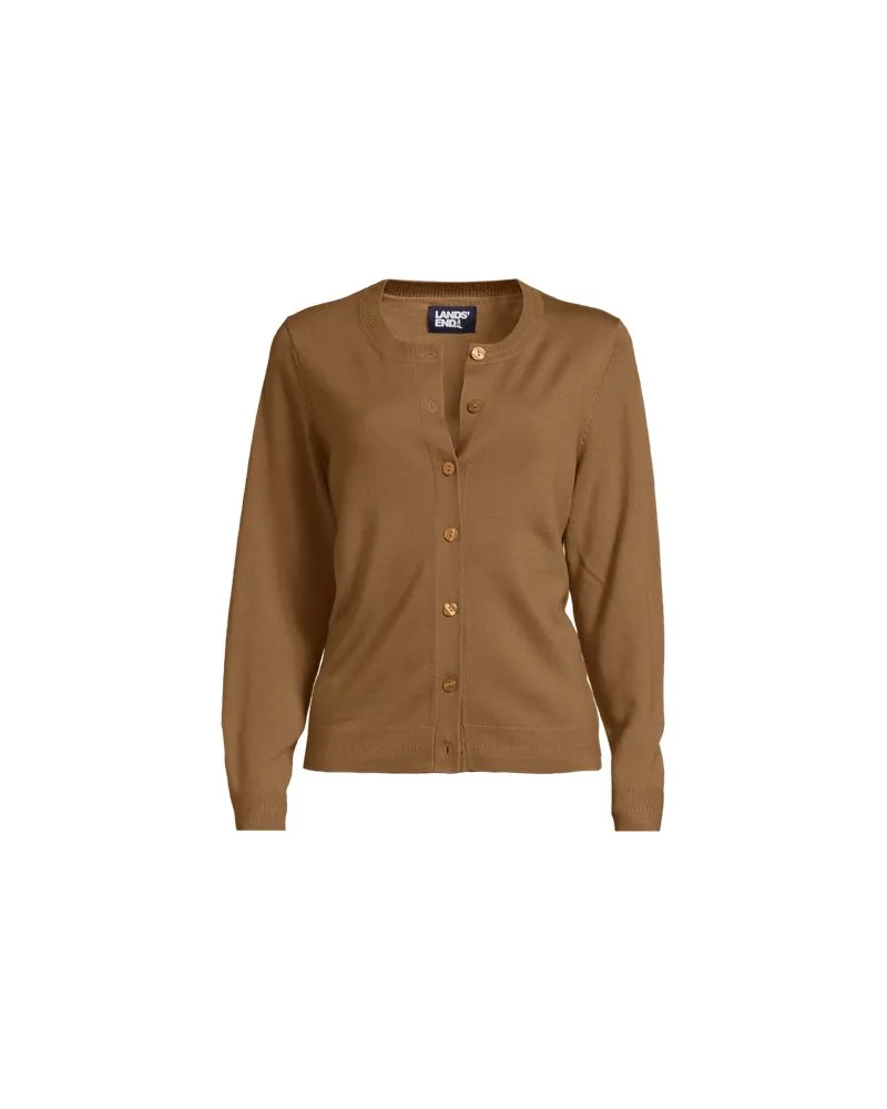 Lands' End Merino-Cardigan, Damen, Größe regular, Beige, by Beige