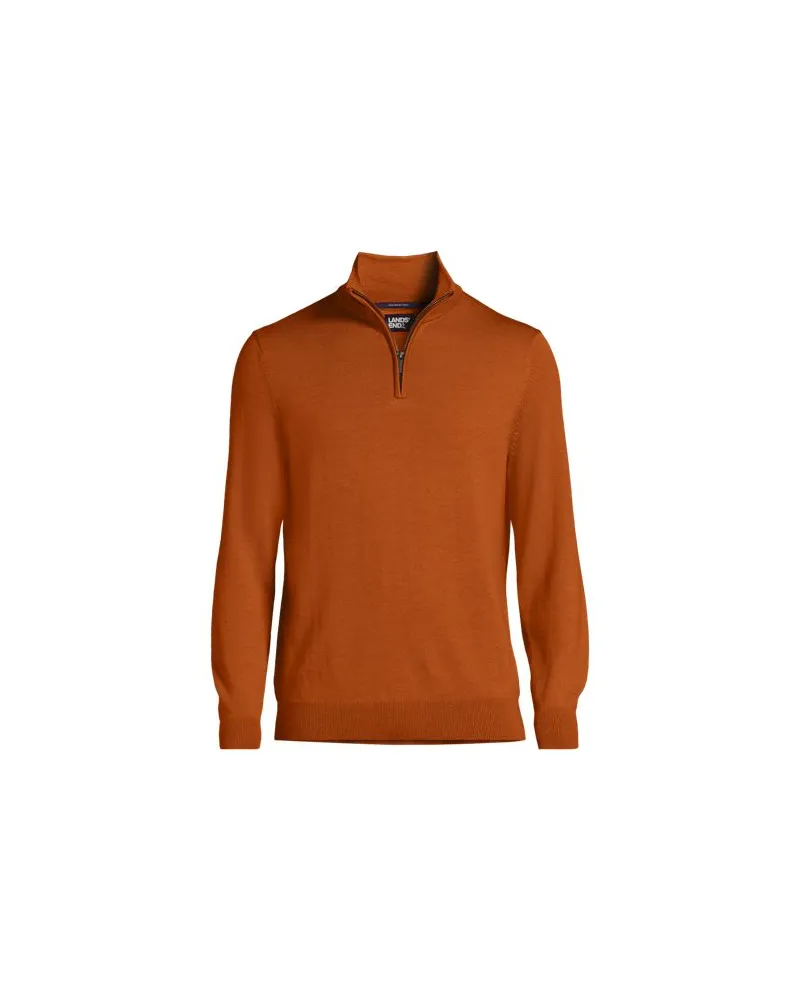 Lands' End Merino-Pullover mit Zipper, Herren, Größe:48-50 regular, Orange, by Orange
