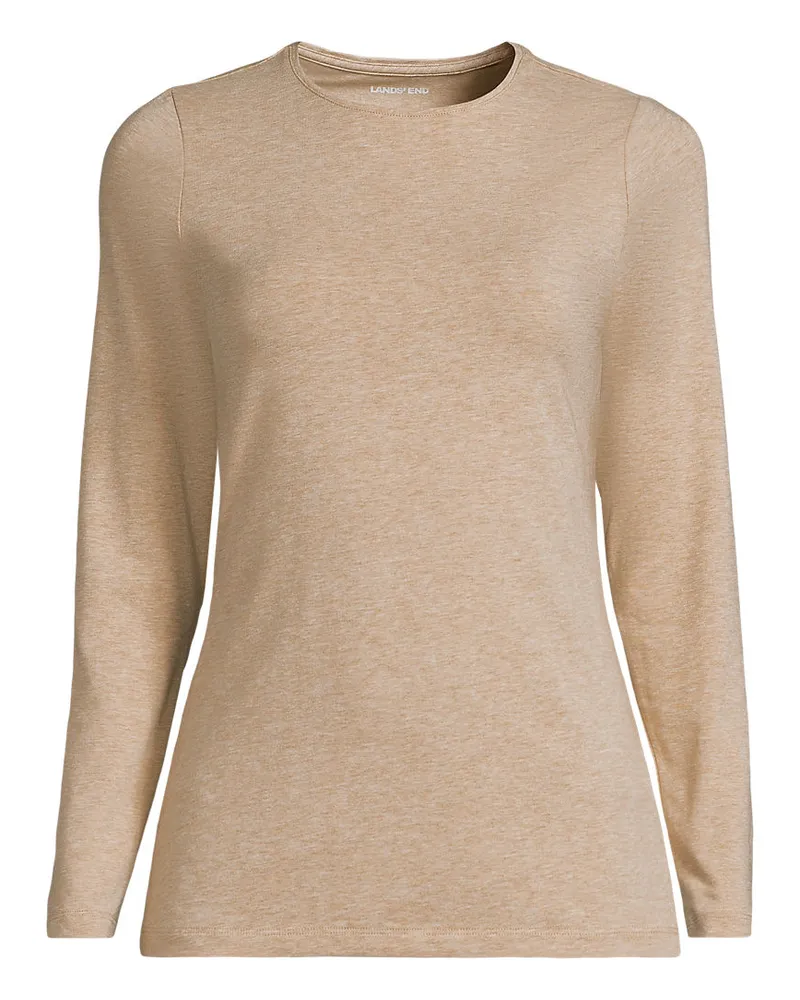 Lands' End Shirt aus Baumwolle/Modal-Mix mit Rundausschnitt, Damen, Größe regular, Braun, Elasthan/Baumwolle Modal, by Braun