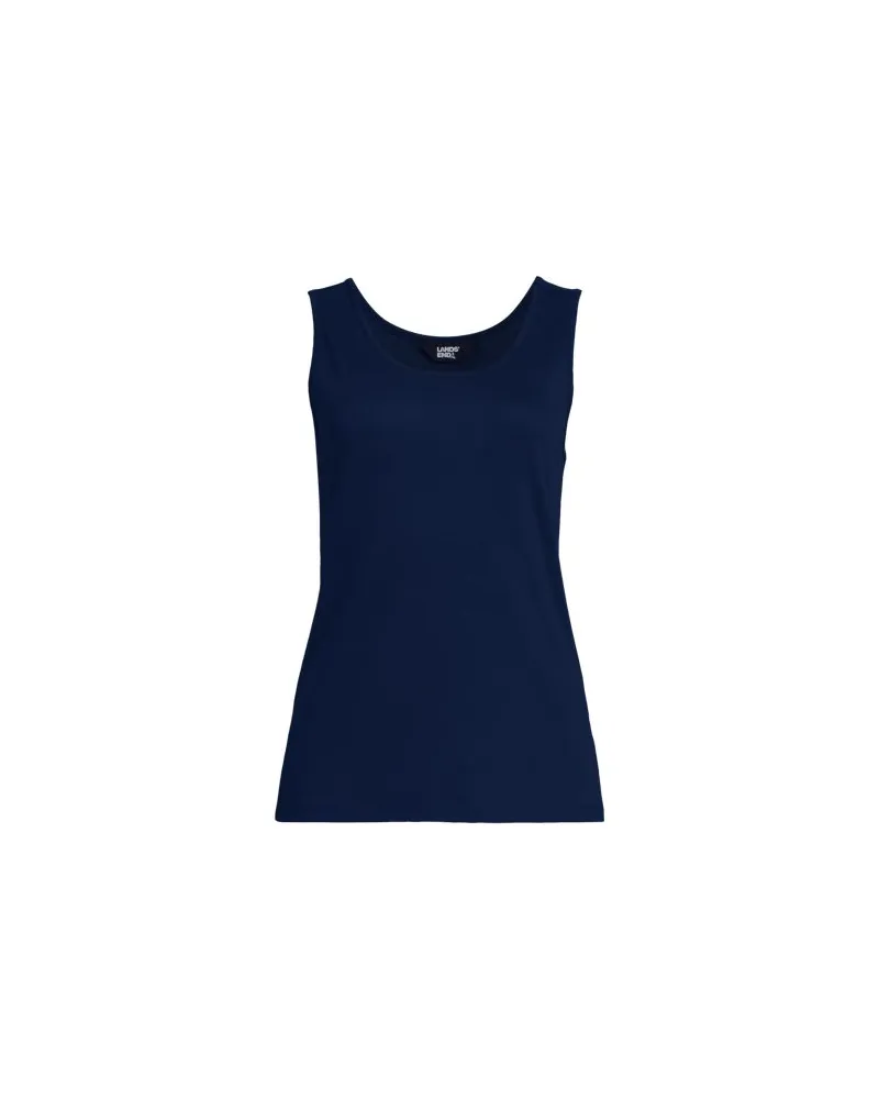 Lands' End Ärmelloses Top aus Baumwolle für Dame, Damen, Größe plus, Blau, Baumwolle, by Blau