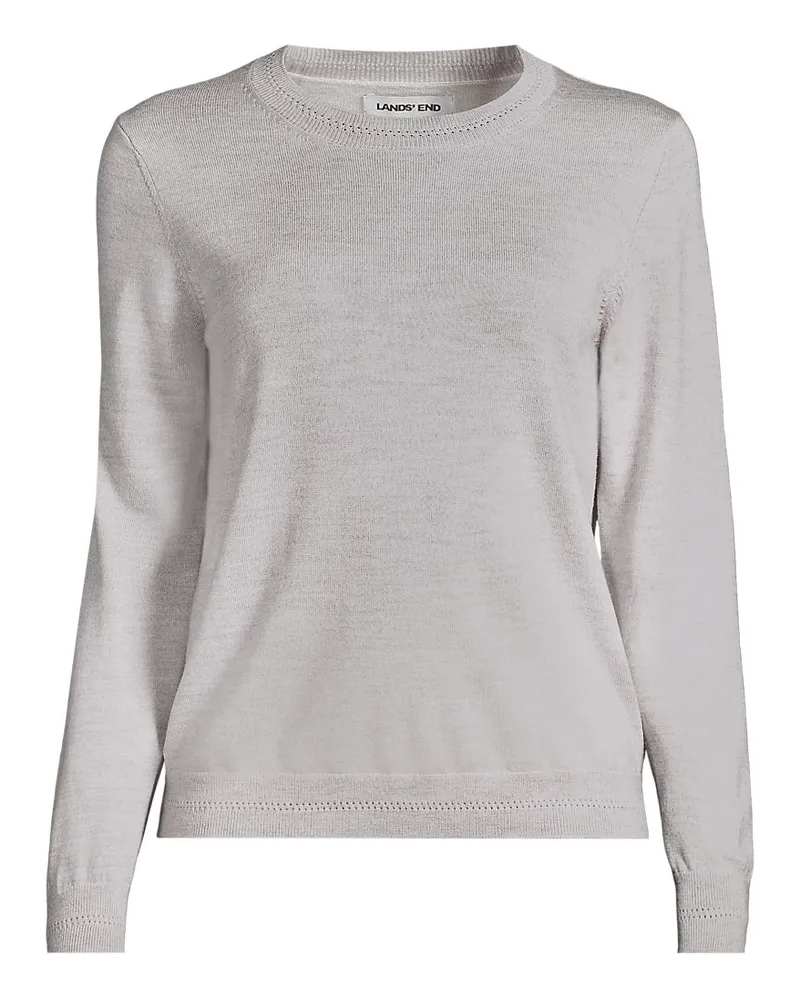 Lands' End Merino-Pullover, Damen, Größe petite, Grau, Wolle, by Grau