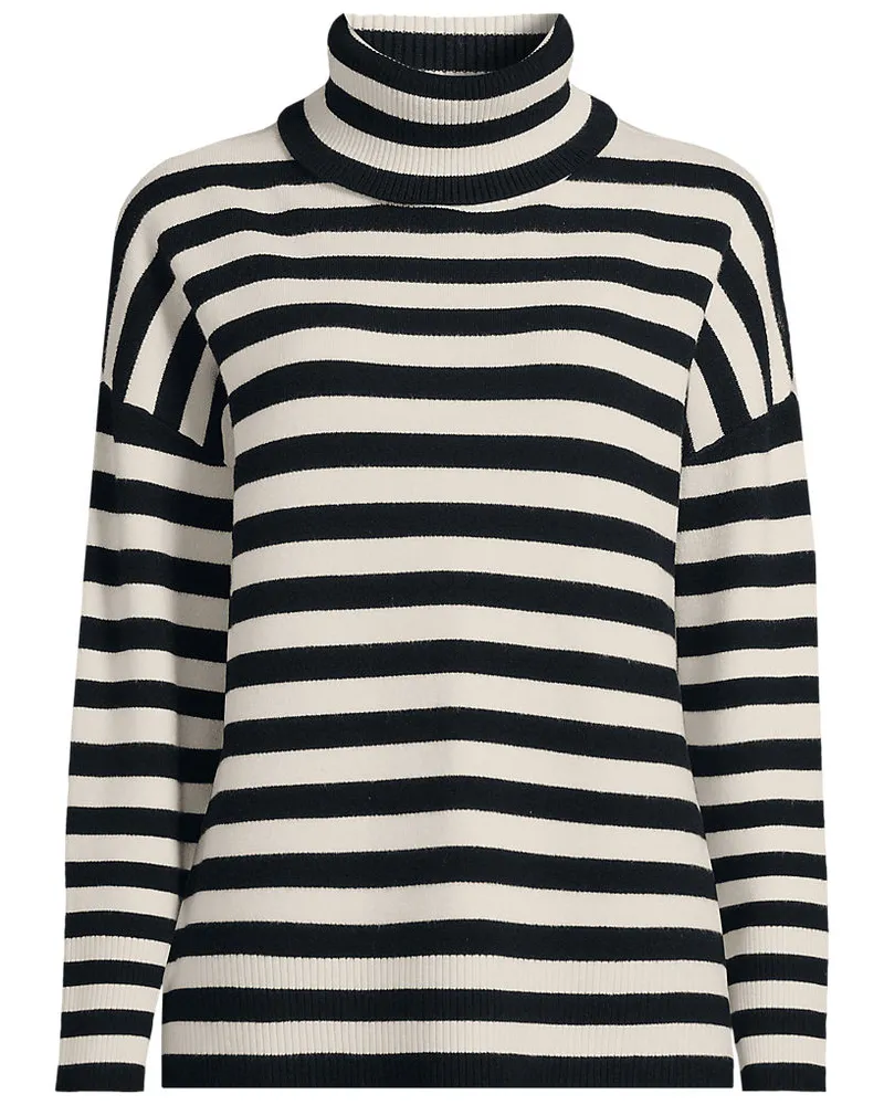 Lands' End Feinstrick-Rollkragenpullover, Damen, Größe regular, Schwarz, by Schwarz