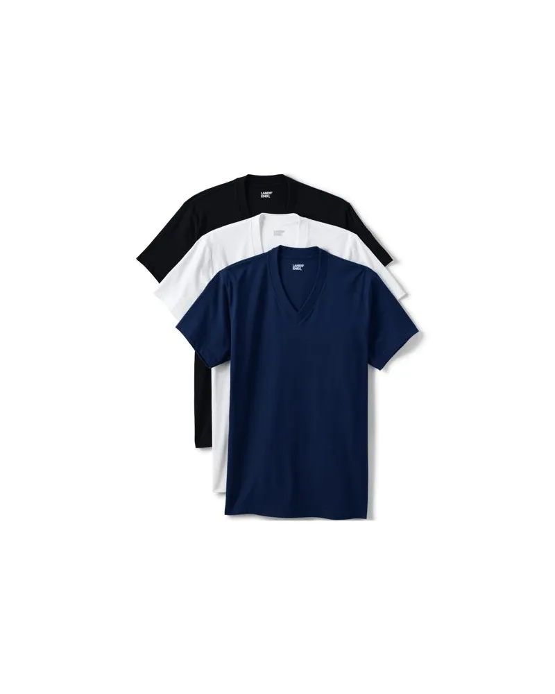 Lands' End Kurzarm-Shirt mit V-Ausschnitt (3er-Set), Herren, Größe:60 regular, Sonstige, Baumwolle, by Sonstige