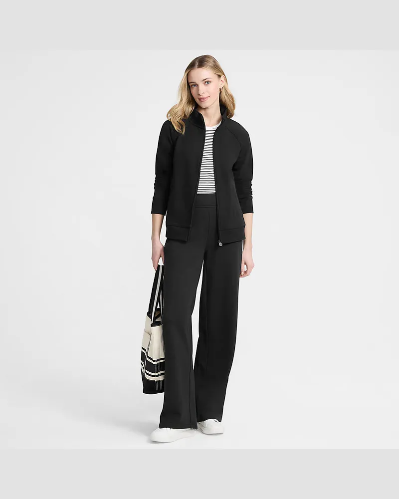 Lands' End Serious Sweats Straight Fit Thermohose, Damen, Größe petite, Schwarz, Baumwoll-Mischung/Polyester-Mischung, by Schwarz
