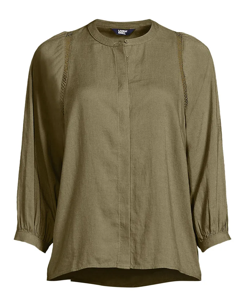 Lands' End Bluse im Leinenmix, Damen, GrÃ¶ÃŸe regular, GrÃ¼n, Leinen/Viskose, by Grã¼n