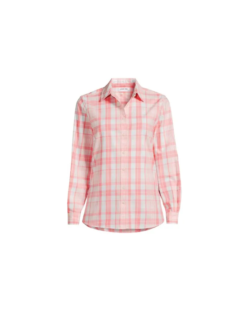 Lands' End Lange leichte Flanellbluse, Damen, Größe regular, Pink, by Pink
