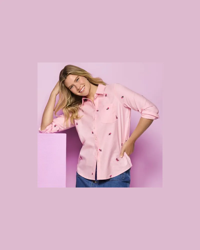 Lands' End Langarm Oxford-Hemdbluse, Damen, Größe regular, Weiß, Baumwolle, by Weiß