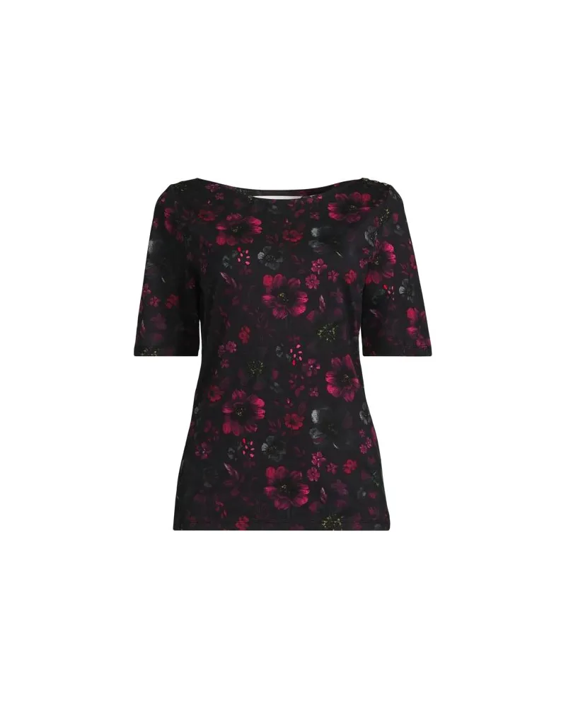 Lands' End Supima T-Shirt mit U-Boot-Ausschnitt und geknöpfter Schulter, Damen, Größe regular, Lila, Baumwolle, by Lila