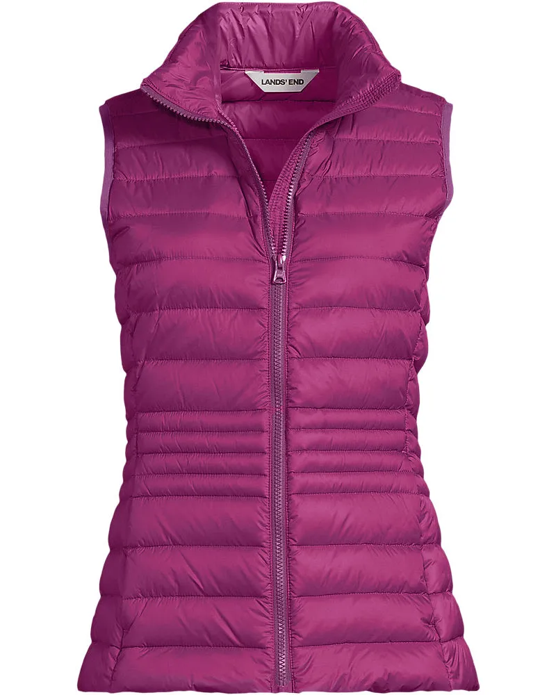 Lands' End Daunenweste WANDERWEIGHT Verstaubar Ultraleicht, Damen, Größe plus, Pink, Nylon, by Pink