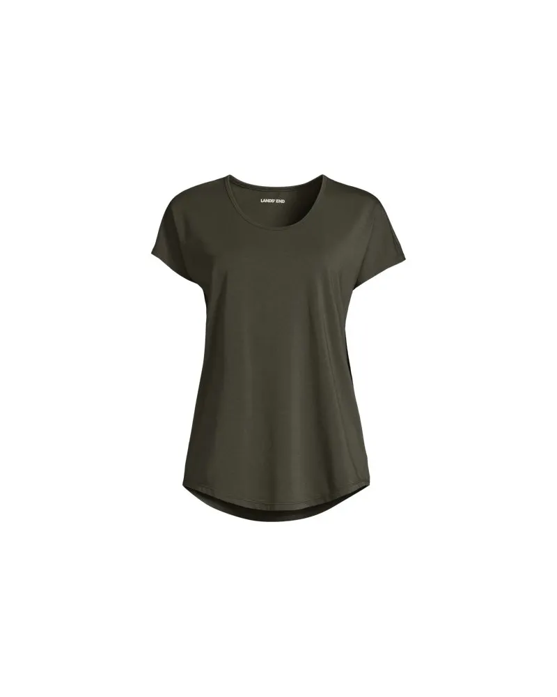 Lands' End Shirt aus Baumwolle/Modal-Mix mit Ballett-Ausschnitt, Damen, Größe plus, Grün, Baumwolle Modal, by Grün