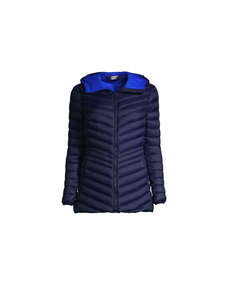 Lands' End Daunenjacke WANDERWEIGHT Verstaubar Ultraleicht mit Kapuze, Damen, Größe regular, Blau, Nylon/Daunen, by Blau