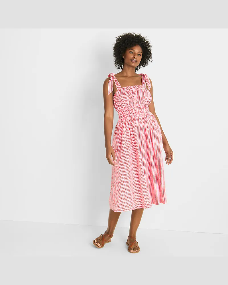 Lands' End Musselin-Midikleid Gemustert, Damen, Größe regular, Orange, Baumwolle, by Orange