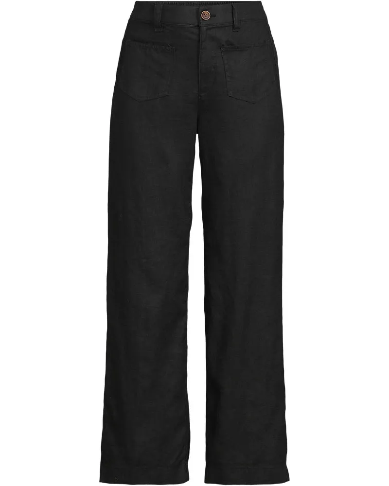 Lands' End 7/8-Hose aus Leinen, Damen, Größe petite, Schwarz, by Schwarz