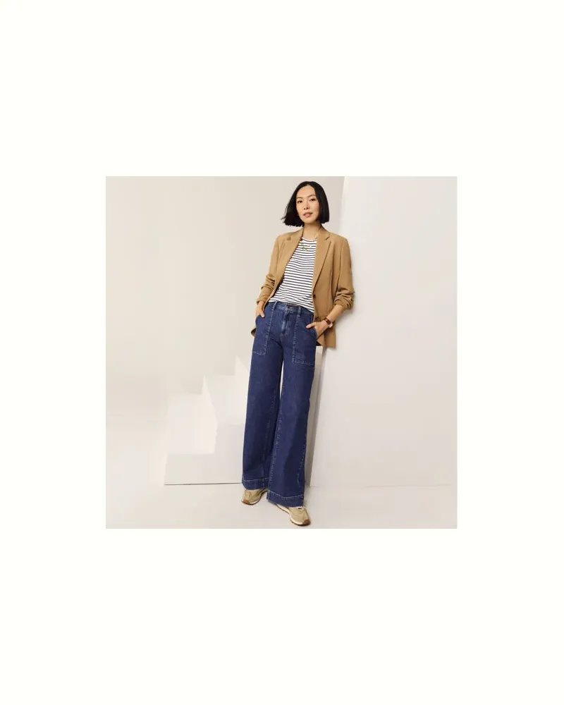 Lands' End Soft Denim Utility-Jeans mit weitem Bein, Damen, Größe regular, Blau, Elasthan/Baumwoll-Mischung, by Blau