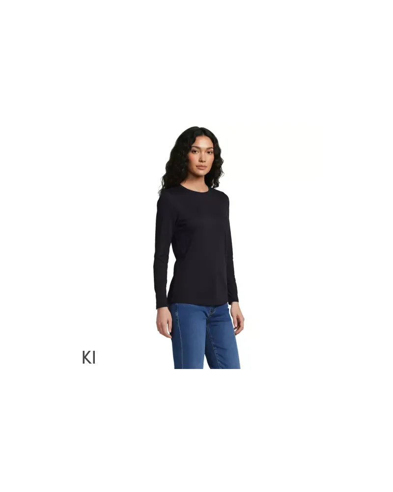 Lands' End Supima-Shirt, Langarm, Damen, Größe petite, Schwarz, Baumwolle, by Schwarz