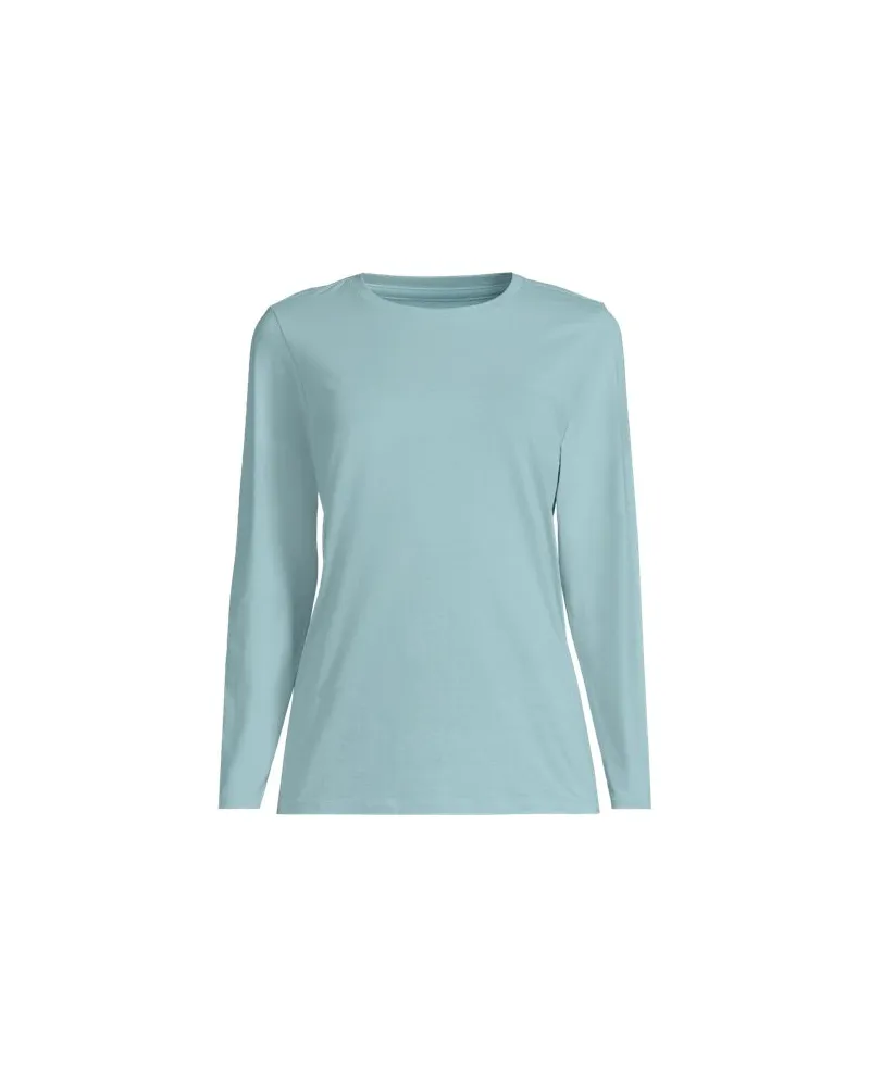 Lands' End Supima-Shirt, Langarm, Damen, Größe regular, Grün, Baumwolle, by Grün