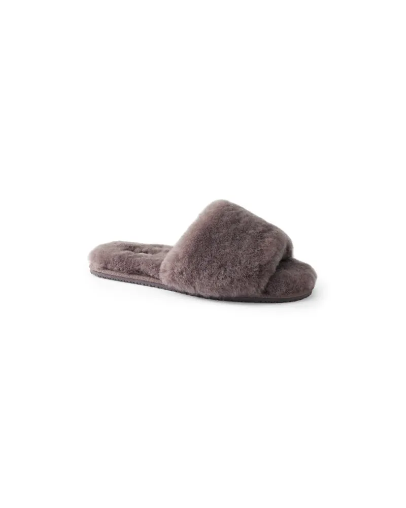 Lands' End Lammfell-Pantoletten, Damen, Größe regular, Lila, Lammfell, by Lila