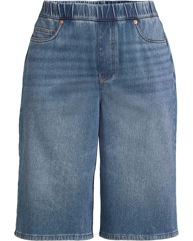 Lands' End Starfish Knit Denim Bermuda-Shorts 30 cm, Damen, Größe plus, Blau, Baumwoll-Mischung/Polyester-Mischung, by Blau
